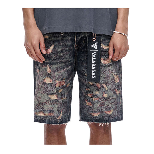 Valabasas Mens Path Shorts VLBS-VSH1-1013 Dark Blue Vintage