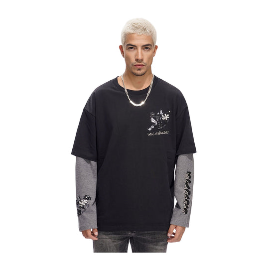 Valabasas Mens Inheritance Long Sleeve Shirt VLBS-VSL1-1017-BLK Black