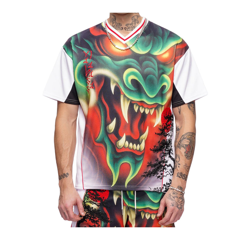 Valabasas Mens Green Inferno Crew Neck T-Shirt VLBS-VT1-1101 Multicolor