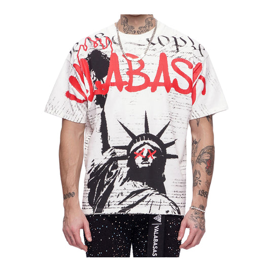 Valabasas Mens Freedom Crew Neck T-Shirt VLBS-VT1-1104 White