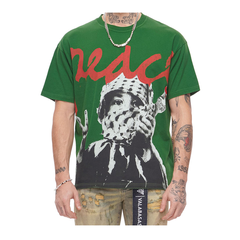 Valabasas Mens Peace/Purge Crew Neck T-Shirt VLBS-VT1-1105 Green