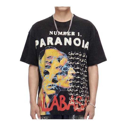 Valabasas Mens Paranoid Crew Neck T-Shirt VLBS-VT1-26006 Black