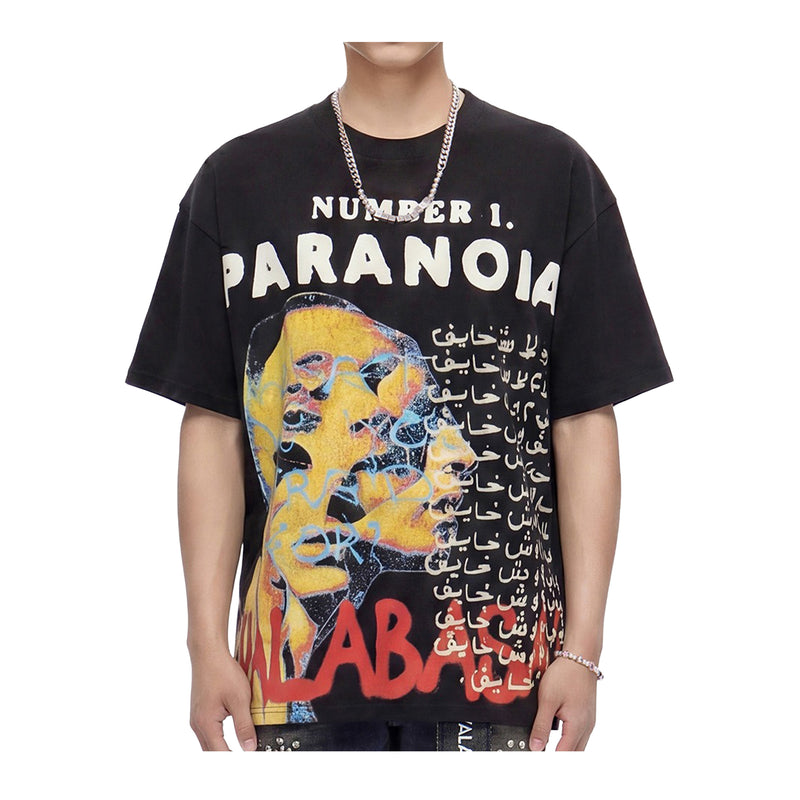 Valabasas Mens Paranoid Crew Neck T-Shirt VLBS-VT1-26006 Black