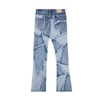 Valabasas Mens Patch Work Flarded Stacked Jeans VLBS25101623 Light Blue