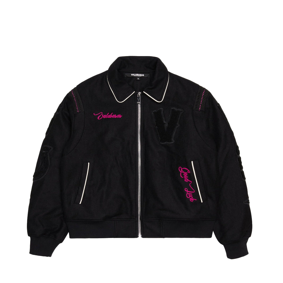 Valabasas Mens Wild Bunch Letterman Jacket VLBS941208 Black