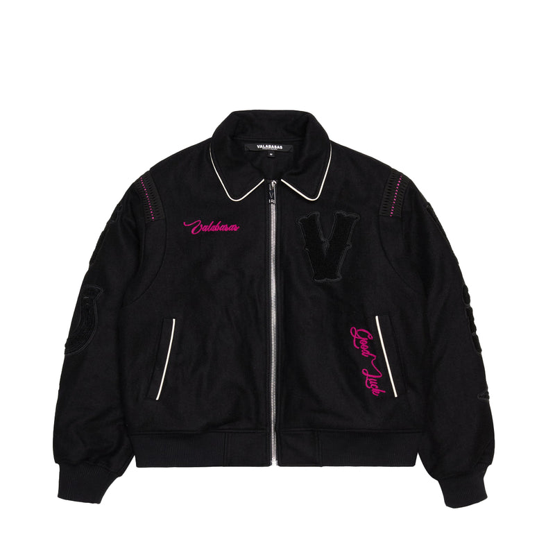Valabasas Mens Wild Bunch Letterman Jacket VLBS941208 Black