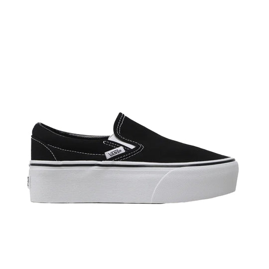 Vans Unisex Classic Slip-On Stackform Skateboarding Shoes VN0A7Q5RBMX Canvas Black/True White
