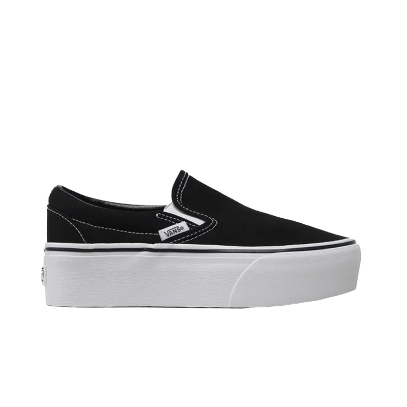 Vans Womens Classic Slip-On Stackform Low Top Sneakers VN0A7Q5RBMX1 Canvas Black/True White