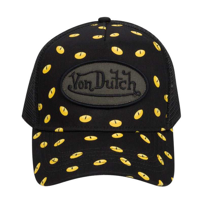 Von Dutch Mens Cat Eye Trucker Trucker Hat VDHT0204-YELLOW CAT EYE ON BLACK Yellow Cat Eye On Black