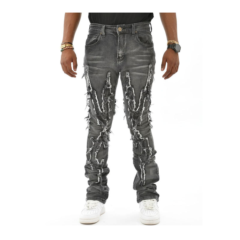 Vicious Mens Cut Out Jeans VC406 Vintage Black