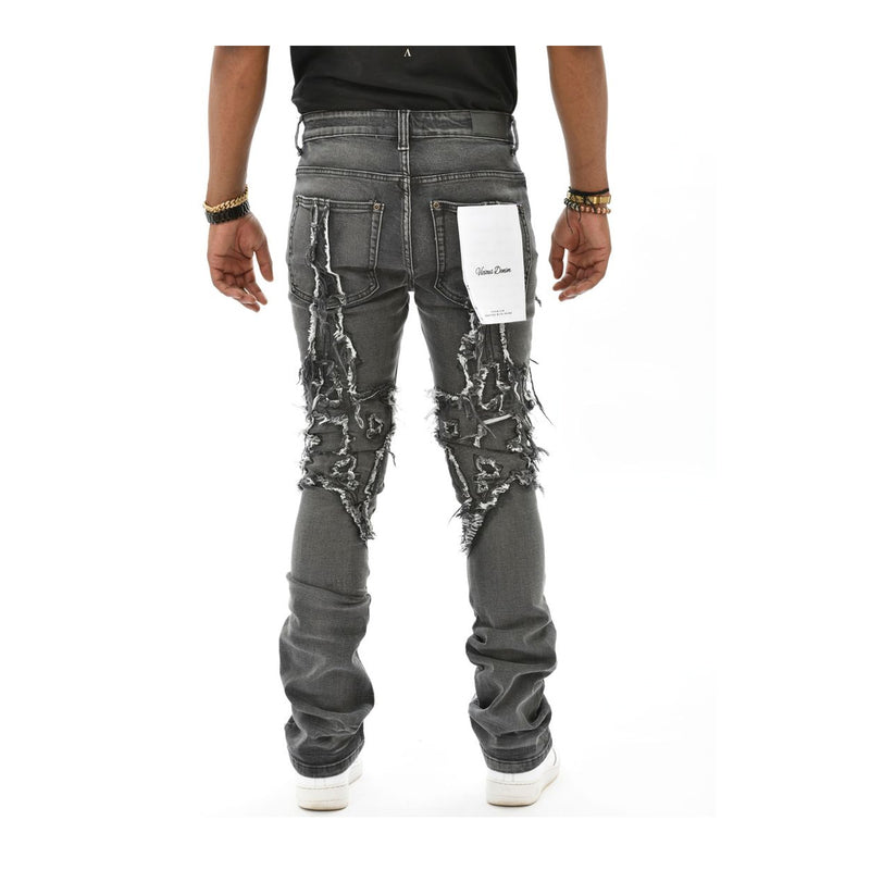 Vicious Mens Cut Out Jeans VC406 Vintage Black