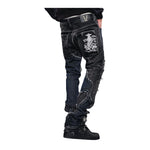 Vicious Mens Two Tone Rip & Repair Flare Denim Jeans VC633 Black