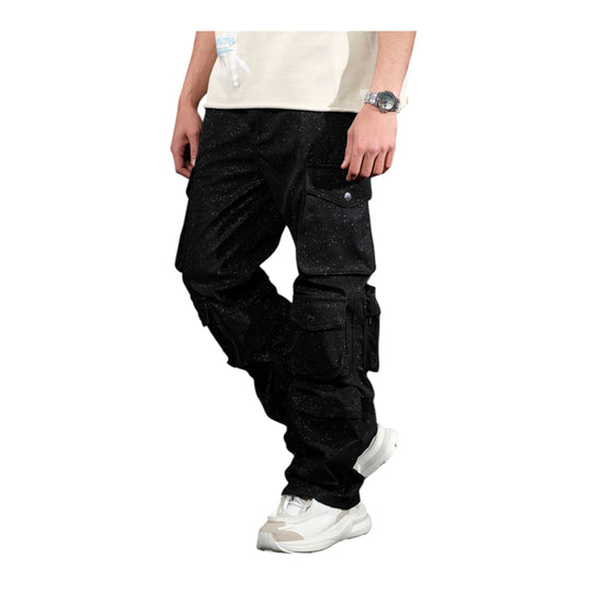 Vicious Mens Shiny Coated Relaxed Straight Leg Jeans VC679 Black