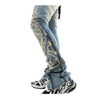 Vicious Mens Studded Ripped Staight Flare Jeans VC727 Blue