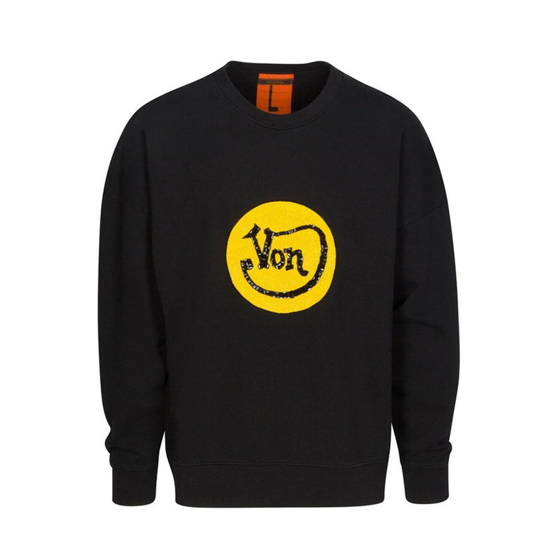 Von Dutch Unisex Vonogram Crewneck Fleece Sweatshirt CSS7212-BLACK/YELLOW Black/Yellow