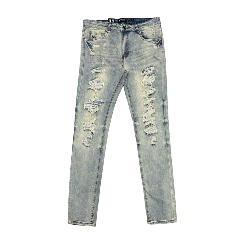 Waimea Mens Skinny Fit Jeans M8021D-BL Bleach Wash
