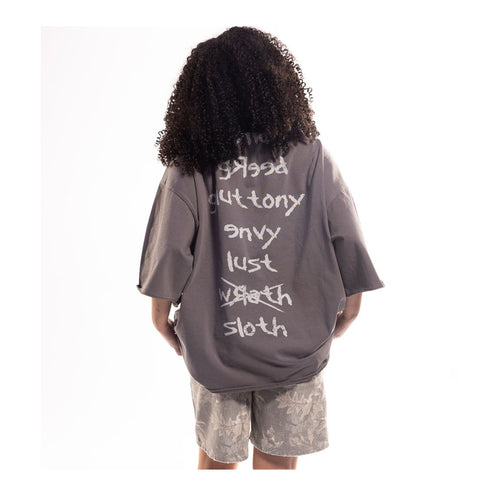 Wrathboy Mens 7 Sins Crew Neck T-Shirt WB05-099 Grey