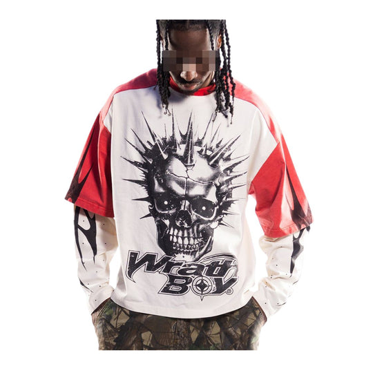 Wrathboy Mens No Hard Feelings Long Sleeve Shirt WB05-104 Cream