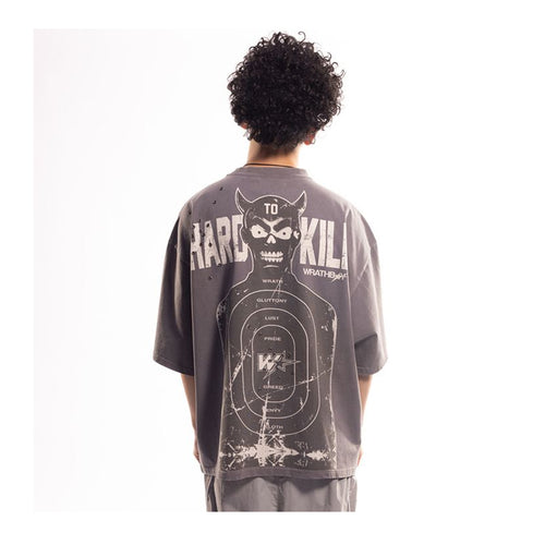 Wrathboy Mens Shooting Target Crew Neck T-Shirt WB05-111 Grey