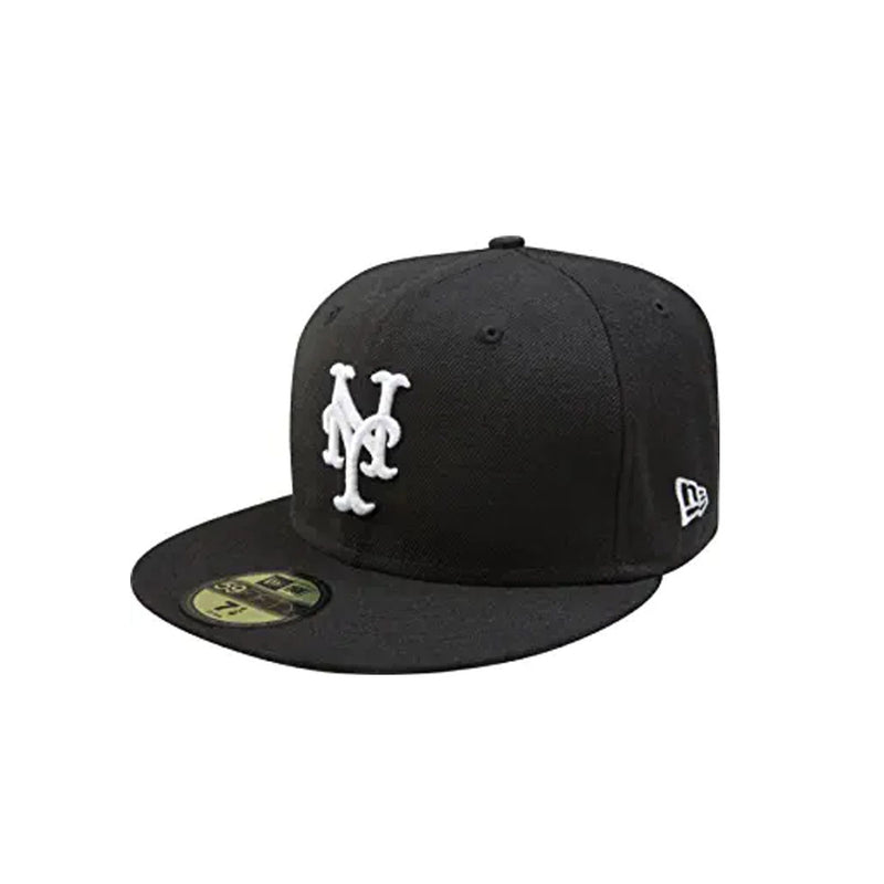Mlb New York Mets Black With White 59Fifty Fitted Cap (Black, 7 1/8)