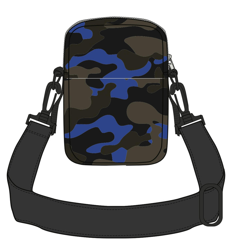 Cookies Mens Layers Smell Proof Honeycomb Nylon Shoulder Bag W/ Plastic Zippers, Mesh Pocket Overlay  & Custom Branded Strap 1548A4622-BLUE CAMO