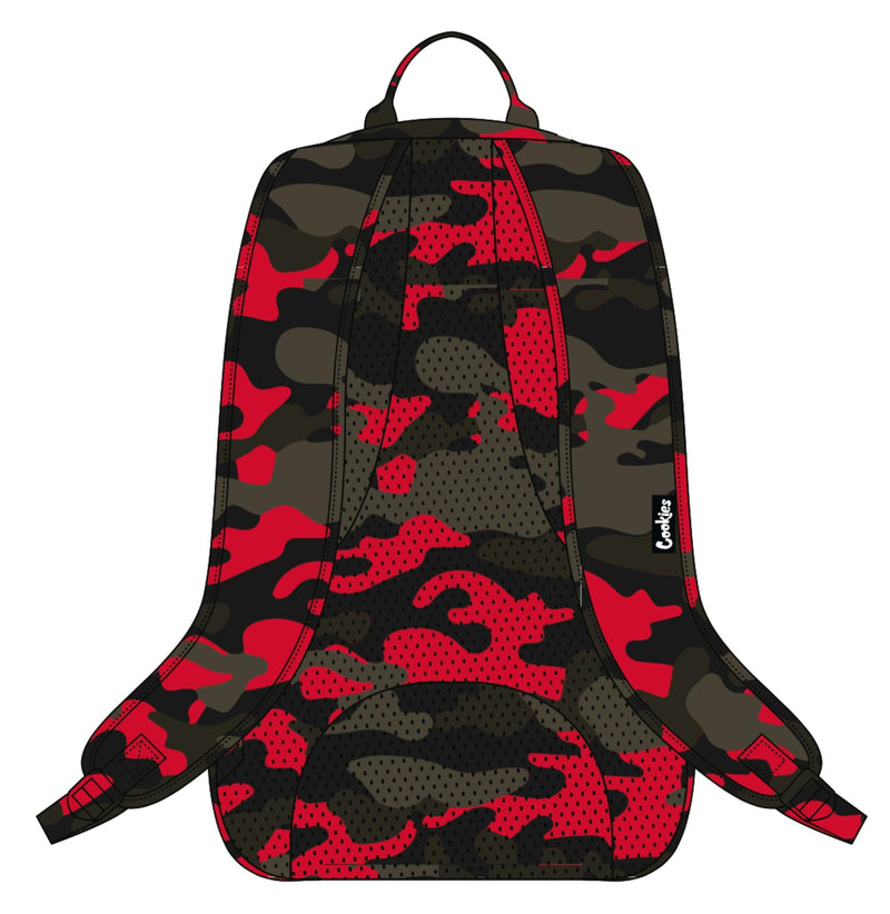 Cookies Mens Smell Proof "The Bungee" Nylon  Backpack W/ Cheniille Lettering 1548A4633-RED CAMO