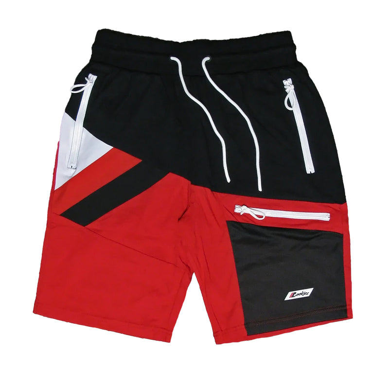 Cookies Mens Aventador Cotton Color-Blocked Pieced Shorts 1550B4823 Black/Red
