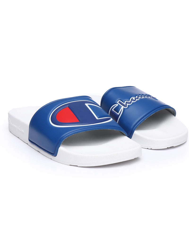 Champion Unisex Slides Sandals Flip Flops CM100067Y White/Royal Y5-W7