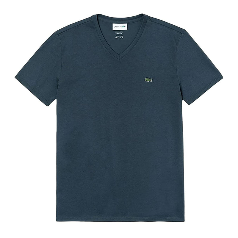 Lacoste Mens Short Sleeve V-Neck Pima Jersey T-Shirt TH6710-S5T Graphite
