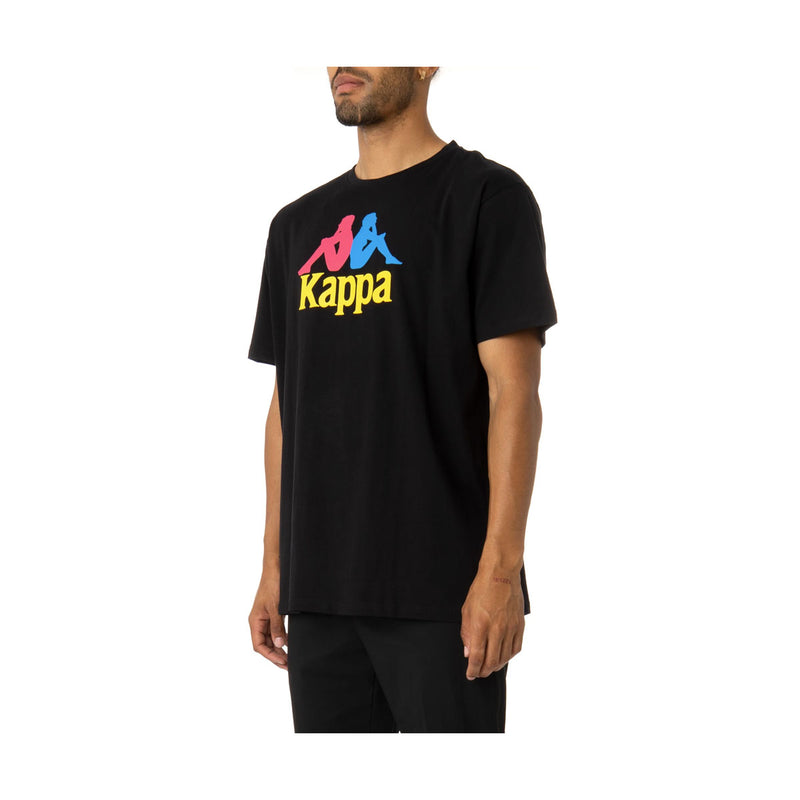 Kappa Mens Authentic Estessi T-Shirts 304Kpt0-A3T Black/Fuchisa/Blue Aster/Yellow