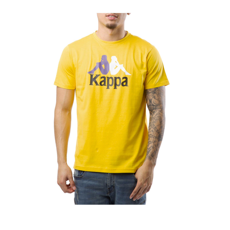 Kappa Mens Authentic Estessi T-Shirts 304Kpt0-A3X Yellow Dk/Violet/White/Black