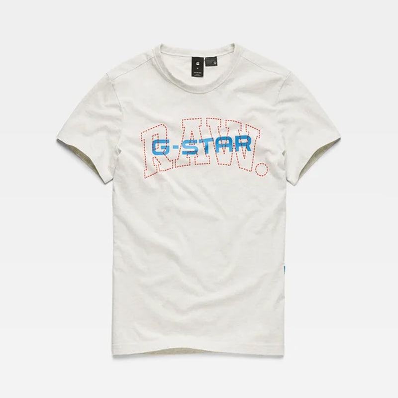 G-Star Raw Men's Outline Logo Short Sleeve Jersey T-Shirts, White Heather