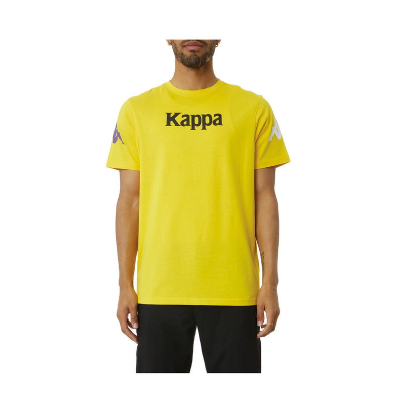 Kappa Mens Authentic Paroo T-Shirts 34155Ew-A04 Yellow Dk/Violet/White/Black