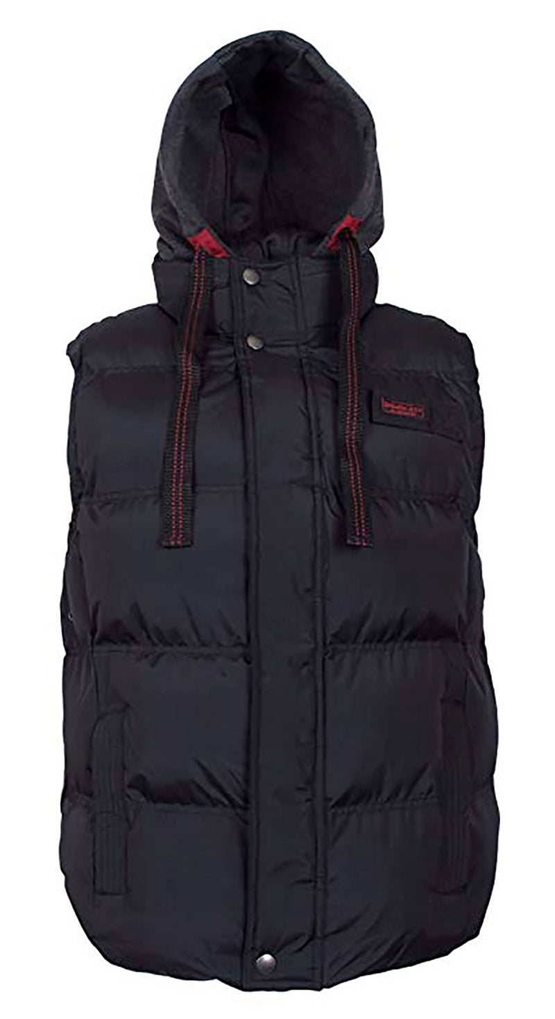 J. Whistler Rocky Mens Bubble Insulated Vest Hood Puffer Jacket Black 4XL