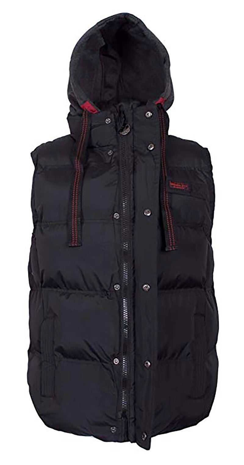 J. Whistler Mens Bubble Vest Hood Puffer Jacket JWHI-3558-Black Blk/Blk