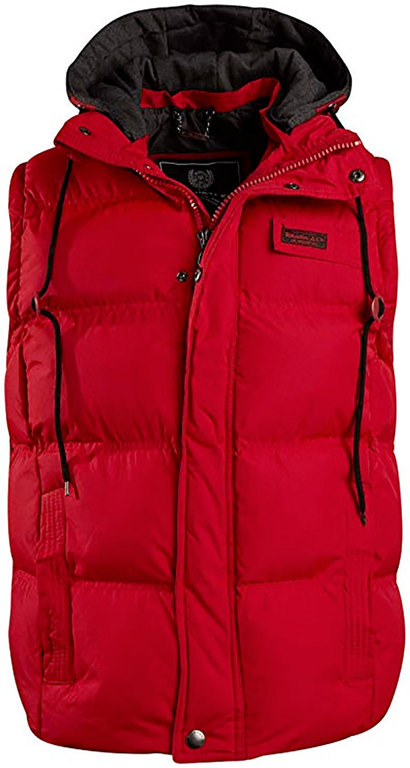 J. Whistler Mens Bubble Vest Hood Puffer Jacket Jwhi-3558-RED Red/Red