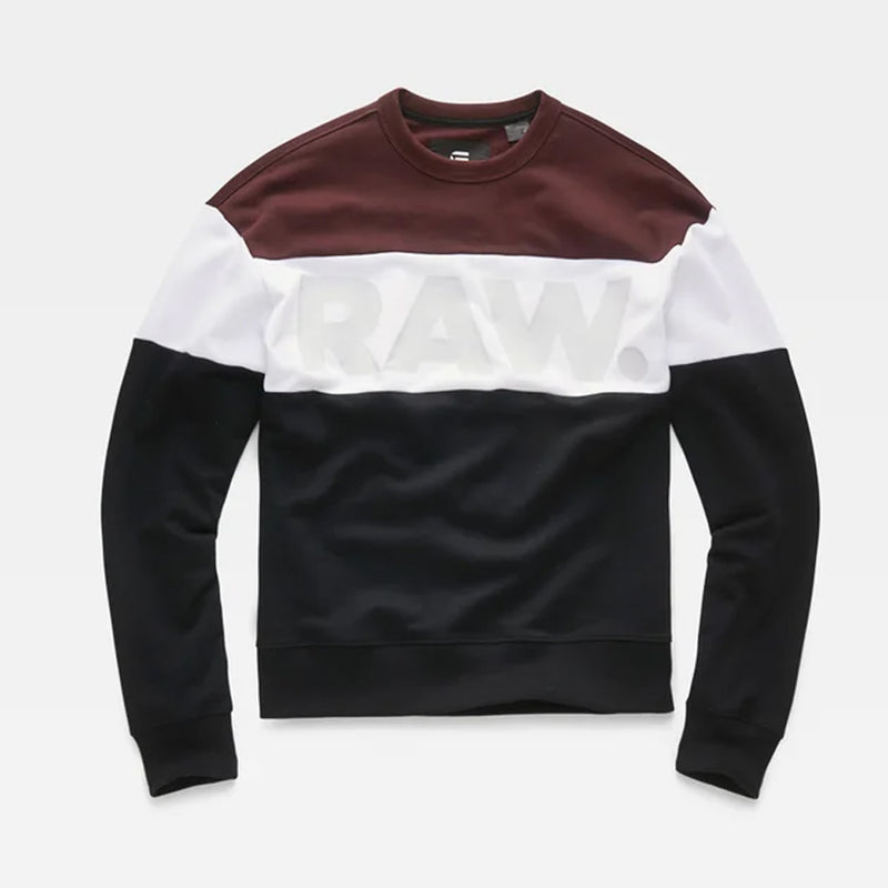 G-Star Men's Libe Core Colorblock Crewneck Sweatshirt, Dark Black/Dark Fig
