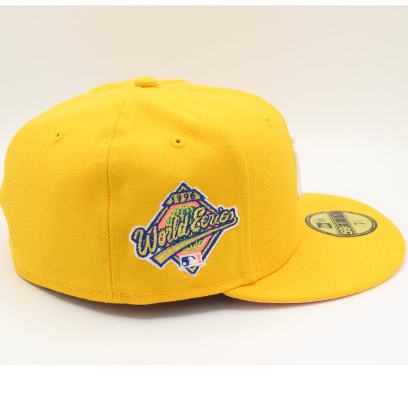 New Era Mens 1996 World Series New York Yankees 59Fifty Fitted Hat 70580173 Gold, Pink Brim