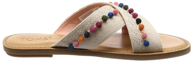 Toms Womens Pom Pom Cushion Slide Sandals 10011775 Natural Hemp