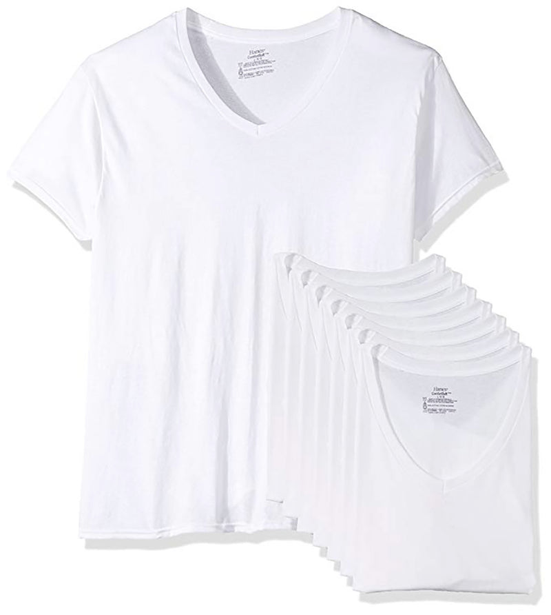 Hanes Mens V-Neck Tagless Undershirt V-Neck T-Shirt 777VG7 Wht/Wht