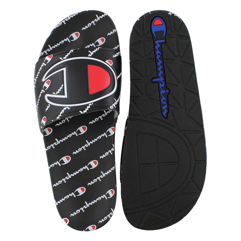Champion Unisex Repeat Slides Sandals Flip Flops CM100079M Black/Black M8-W10