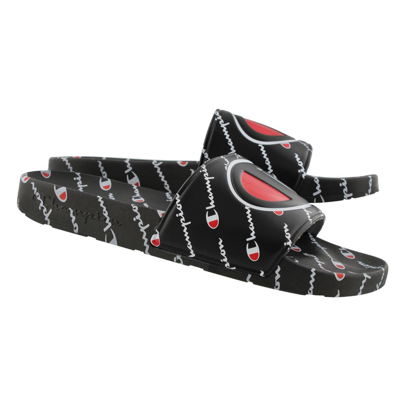 Champion Unisex Repeat Slides Sandals Flip Flops CM100079Y Black/Black Y3-W5