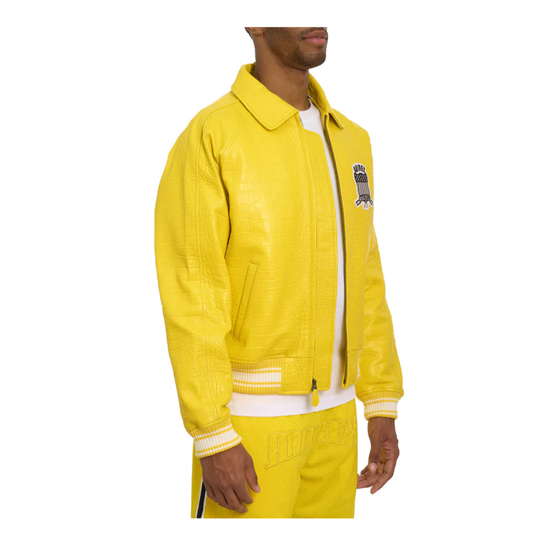 Icon AVF222O06-730 Lounge Jacket Vibrant Mens Yellow | Croc Avirex Varsity Premium Cognac Limited NY Edition