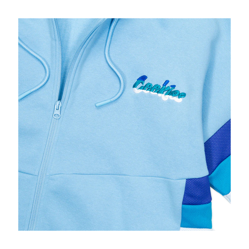 Cookies Mens Off Shore Cotton Fleece Zip Up Hoodie W/  Tri-Color  Paneling & Embroidered Chest Logo  1553H5247-Blue