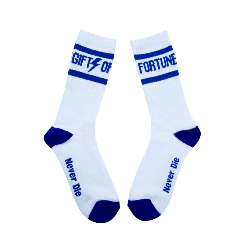 Gifts of Fortune Mens Never Die Socks NeverDS20023-WHT/BLU White/Blue