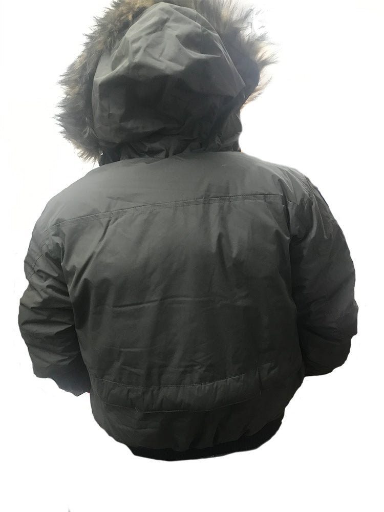 J. Whistler Men's Water Resistant Parka Jacket With Faux Fur Hood Dark Olive