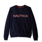 Nautica Men's Long Sleeve Solid French Rib Crew Neck Sweatshirt, Navy X-Large