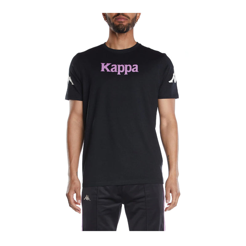 Kappa Mens Authentic Paroo T-Shirt 34155EW-AX1 Black Smoke-White Antique-Violet