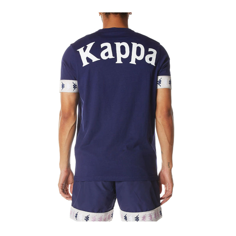 Kappa Mens Banda Niji T-Shirt 34198EW-A01 Blue Intense-Grey Vapor-Violet Lt-White Bright