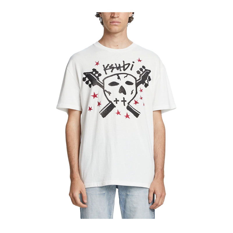Ksubi Mens Skull Seeing Lines Crew Neck T-Shirt MPF22TE024-010 White